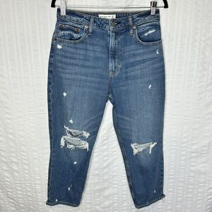 Abercrombie Fitch Jeans Women 28 6xs Blue Mom High Rise Curve Love Distressed